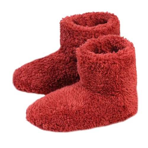 EGSDMNVSQ Schafwolle Hausschuhe Stiefel Damen Warme Stiefel Hausboots Homeboots Mit Puschel Hüttenschuh Plüsch Gefüttert rutschfest Slipper Winter Pantoffeln von EGSDMNVSQ