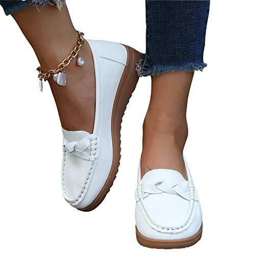 EGSDMNVSQ Schlupfschuhe Damen Mokassins Schuhe Bootsschuhe Vintage Weiches Leder Halbschuhe Sommer rutschfest Loafers Flache Wanderschuhe Freizeit Schuhe von EGSDMNVSQ