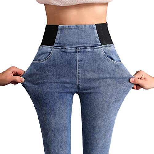 EGSDMNVSQ Thermo Leggings Damen Skinny Jeans High Waist Warm Gefütterte Jogginghose Deinm Stretch Hose mit Taschen Pants Fitnesshose Yogahose Streetwear von EGSDMNVSQ