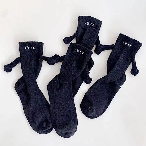 EHOTER 2 Paar Lustige Magnetische Saugnapf 3D Puppe Paar Socken Lustige Unisex Socken für Frauen Männer Paar-Geschenke für Damen und Herren Niedliche Lustige 3D-Hand-Paar-Socken (2 Paare Schwarz B) von EHOTER