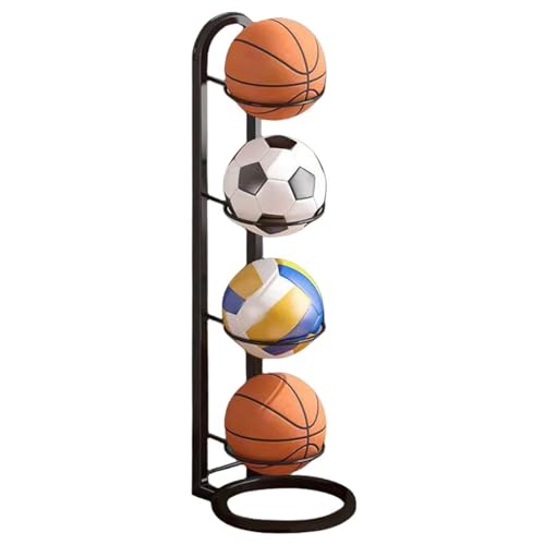 EHOTER Vertikales Ball-Aufbewahrungsregal 2,3,4-lagiger Ballständer Ball Aufbewahrung Fußballständer Basketball Halter Für Innenbereich, Kinderzimmer Herausnehmbare Aufbewahrung (A,4) von EHOTER