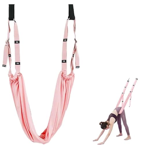 EHOTER Yogagurt Hängematte Aerial Yoga Seil Training Schaukel Set Yoga Stretching Band Dehnungsband Übungsband für Yoga Ballett Pilates Gymnastik Flexibilität Faszien Training Damen Geschenk (Rosa) von EHOTER