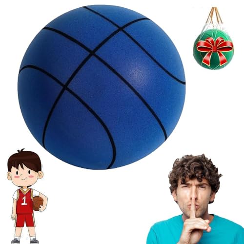 Leiser Basketball 2024, leiser Basketball für den Innenbereich, hochdichter Schaumstoffball, mit Netztasche, hohe Elastizität, weich, leicht, für Erwachsene und Kinder, Geschenk für Weihnachten (Blau, von EHOTER