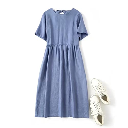 EIBA Freizeitkleider Für Damen,Elegantes Baumwoll-Leinen-Kleid Für Frauen Vintage Maxikleider Lässige Lockere Bandage Harajuku A-Linien-Kleider Sexy Strand Party Büro Basic-Kleid Für Mädchen Damen, EIBA Freizeitkleider Für Damen,Elegantes Baumwoll-Leinen-Kleid Für Frauen Vintage Maxikleider Lässige Lockere Bandage Harajuku A-Linien-Kleider Sexy Strand Party Büro Basic-Kleid Für Mädchen Damen, von EIBA