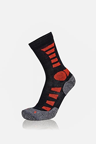 EIGHT SOX Merino Light Trekkingsocke, Black/Red, 35-38 von EIGHT SOX