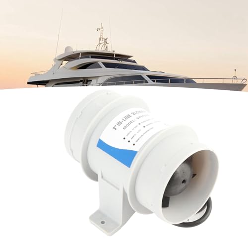 EIMSOAH Inline-Gebläse, 3-Zoll-12-V-Inline-Marine-Bilgenluftgebläse, Marine-Inline-Bilgenluftzirkulationsersatz, für die Luftzirkulation von Yachten, Booten von EIMSOAH