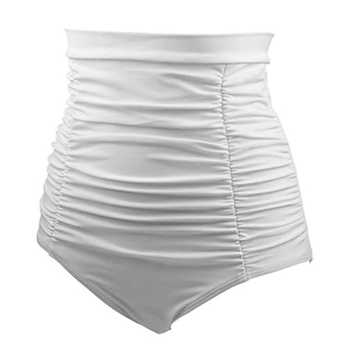 EIOLWJIEO Sexy Badehose mit hoher Taille, leicht und tragbar für einen modischen Look, Badebekleidungshose aus Nylon in reinen Farben, Weiß, XL von EIOLWJIEO