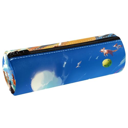 EJFICAHG Stiftetasche Hunde Spielen Ball Seaside Waves Federmäppchen Schreibwarenetui Stifteetui Kosmetiktasche Kosmetiktasche Kosmetiktasche von EJFICAHG