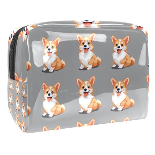 Kosmetiktaschen Für Frauen Corgi Hunde Muster Niedlich Schminkkoffer Reisetasche Kosmetiktasche Organizer 18.5x7.5x13cm von EJFICAHG