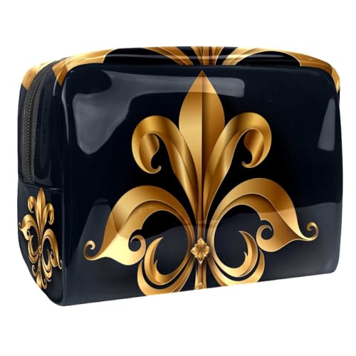 Kosmetiktaschen Für Frauen Goldene Heraldik Schminkkoffer Reisetasche Kosmetiktasche Organizer 18.5x7.5x13cm von EJFICAHG