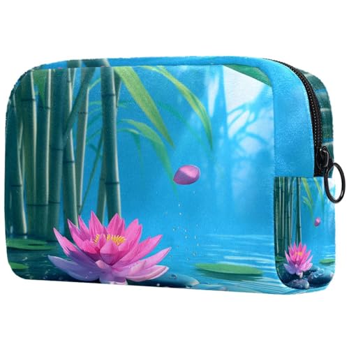 Kosmetiktaschen Für Frauen Spa-Hintergrund Lotusblumen Schminkkoffer Reisetasche Kosmetiktasche Organizer von EJFICAHG