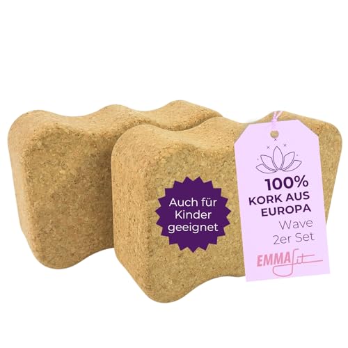 EMMAfit Kork Yoga Block Wave 2er Set I 227 x 150 x 75mm I Set aus zwei Kinder-Yogablöcken für Yoga-Übungen I hygienisch & umweltfreundlich I nachhaltiger & langlebiger Korkblock für bewusstes Yoga EMMAfit Kork Yoga Block Wave 2er Set I 227 x 150 x 75mm I Set aus zwei Kinder-Yogablöcken für Yoga-Übungen I hygienisch & umweltfreundlich I nachhaltiger & langlebiger Korkblock für bewusstes Yoga von EKB-Kork