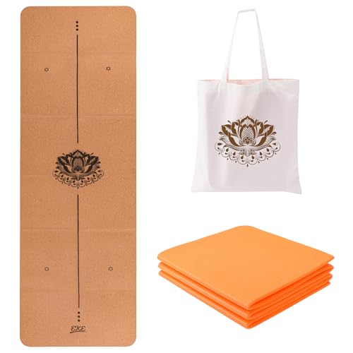 EKE Kork-Falt-Yogamatte, 5 mm Dicke, Standardgröße, Faltbar, reise Leicht und Tragbar, Ideal für Yoga, Pilates, Fitness, Sport, Training, inklusive Canvas-Tragetasche EKE Kork-Falt-Yogamatte, 5 mm Dicke, Standardgröße, Faltbar, reise Leicht und Tragbar, Ideal für Yoga, Pilates, Fitness, Sport, Training, inklusive Canvas-Tragetasche von EKE