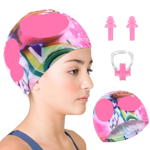 Badekappe Kinder, Elastische Schwimmkappe Kinder mit Schwimmen Ohrstöpsel und Nasenclip, Badehaube Kinder Leichte Badekappen wasserdichte Schwimmhaube Kinder Bademütze für Langes und Kurzes Haar Badekappe Kinder, Elastische Schwimmkappe Kinder mit Schwimmen Ohrstöpsel und Nasenclip, Badehaube Kinder Leichte Badekappen wasserdichte Schwimmhaube Kinder Bademütze für Langes und Kurzes Haar von EKKONG