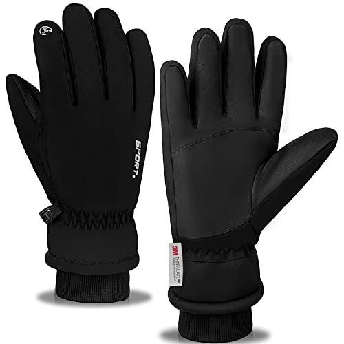 EKMTBJXY Winterhandschuhe Herren Damen Wasserdicht Skihandschuhe 3M Thinsulate Touchscreen Warme Handschuhe Fahrradhandschuhe, für Skifahren Laufen Wandern Radfahren von EKMTBJXY