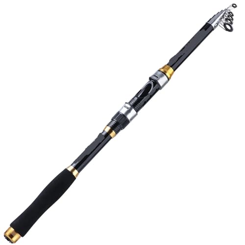 Stipprute Spinning Angelrute Carbon Forelle Karpfen Teleskop Angelrute Köder Angelrute Tackle Teleskopangel(Black,2.1 Meter) von EKalgretrA