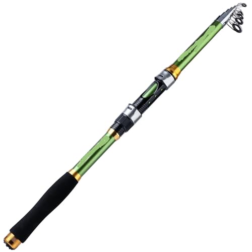 Stipprute Spinning Angelrute Carbon Forelle Karpfen Teleskop Angelrute Köder Angelrute Tackle Teleskopangel(Green,2.4 Meter) von EKalgretrA