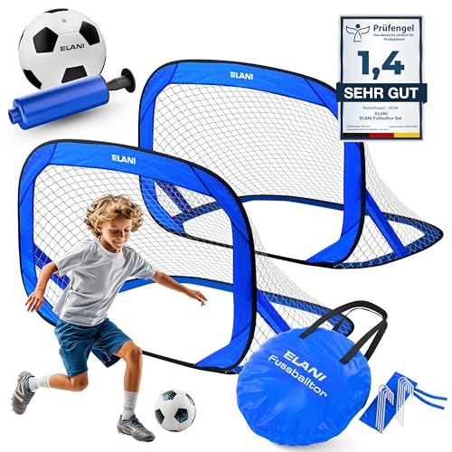ELANI Fußballtor Kinder Pop-Up 2er Set Fußball-Tore faltbar mit Ball, Pumpe, 50% Kleiner + Easy Aufbau, Fussballtor für Garten Kinder, kleines Fußballtor für Kinder,Fussballtore für Garten Kinder,Tor ELANI Fußballtor Kinder Pop-Up 2er Set Fußball-Tore faltbar mit Ball, Pumpe, 50% Kleiner + Easy Aufbau, Fussballtor für Garten Kinder, kleines Fußballtor für Kinder,Fussballtore für Garten Kinder,Tor von ELANI