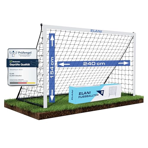 ELANI Fussballtor für Kinder groß, sicher, stabil 240x150cm - wetterfest inkl. Tragetasche & 8 Heringen für sicheren Stand - Fußballtor für Garten Kinder Outdoor oder Handballtor - Garten Tor ELANI Fussballtor für Kinder groß, sicher, stabil 240x150cm - wetterfest inkl. Tragetasche & 8 Heringen für sicheren Stand - Fußballtor für Garten Kinder Outdoor oder Handballtor - Garten Tor von ELANI