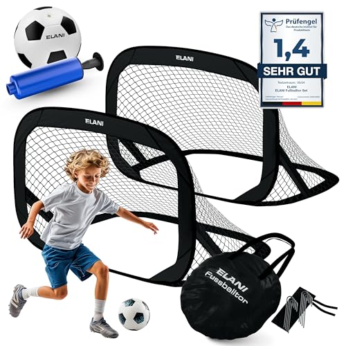 ELANI Fußballtor Kinder Pop-Up 2er Set - faltbar mit Ball & Pumpe, 50% Kleiner + Easy Aufbau, mini Fussballtor klein, Goal, Fussballtore für Garten Kinder, Fußballtore, Fussball Tor, Fußball Tor, Tore ELANI Fußballtor Kinder Pop-Up 2er Set - faltbar mit Ball & Pumpe, 50% Kleiner + Easy Aufbau, mini Fussballtor klein, Goal, Fussballtore für Garten Kinder, Fußballtore, Fussball Tor, Fußball Tor, Tore von ELANI