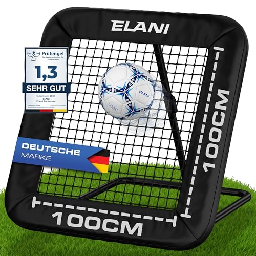 ELANI - Rebounder für Fußball 1x1m mit Schutzrand & 6 Heringen für sicheren Stand - Fussball Rebounder mit stabilem Rahmen - Fußball Trainingszubehör - auch für Handball, Volleyball & Football ELANI - Rebounder für Fußball 1x1m mit Schutzrand & 6 Heringen für sicheren Stand - Fussball Rebounder mit stabilem Rahmen - Fußball Trainingszubehör - auch für Handball, Volleyball & Football von ELANI