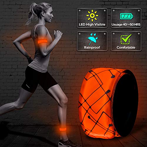 ELANOX LED Armband Leuchtband für Sport Outdoor Reflektorband Sicherheitslicht Slap Band für Fahrradfahren Joggen Kinderwagen (1 St. orange) von ELANOX