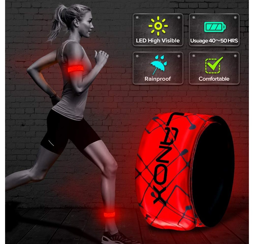 ELANOX LED Blinklicht LED Armband Leuchtband Sport Outdoor Reflektorband Sicherheitslicht von ELANOX