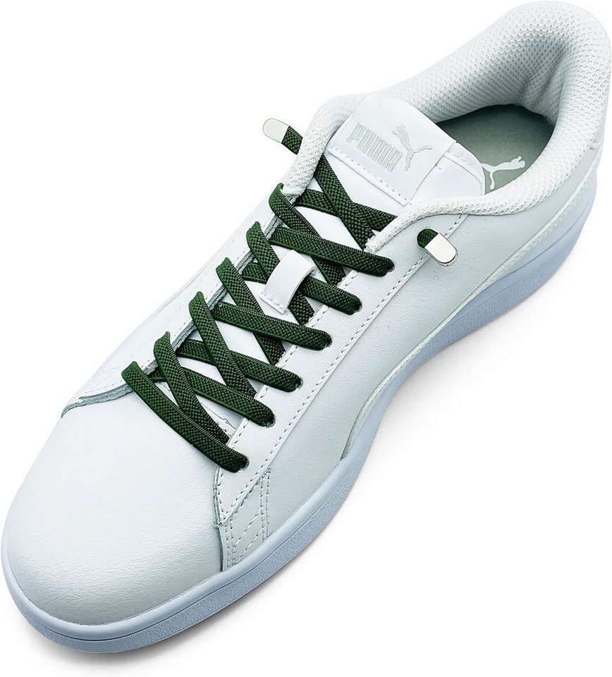 ELANOX Schnürsenkel 4 Stück für 2 Paar Schuhe elastische Schnürsenkel mit Clips, inkl. Enden (Clips) - 8 St. in silber von ELANOX