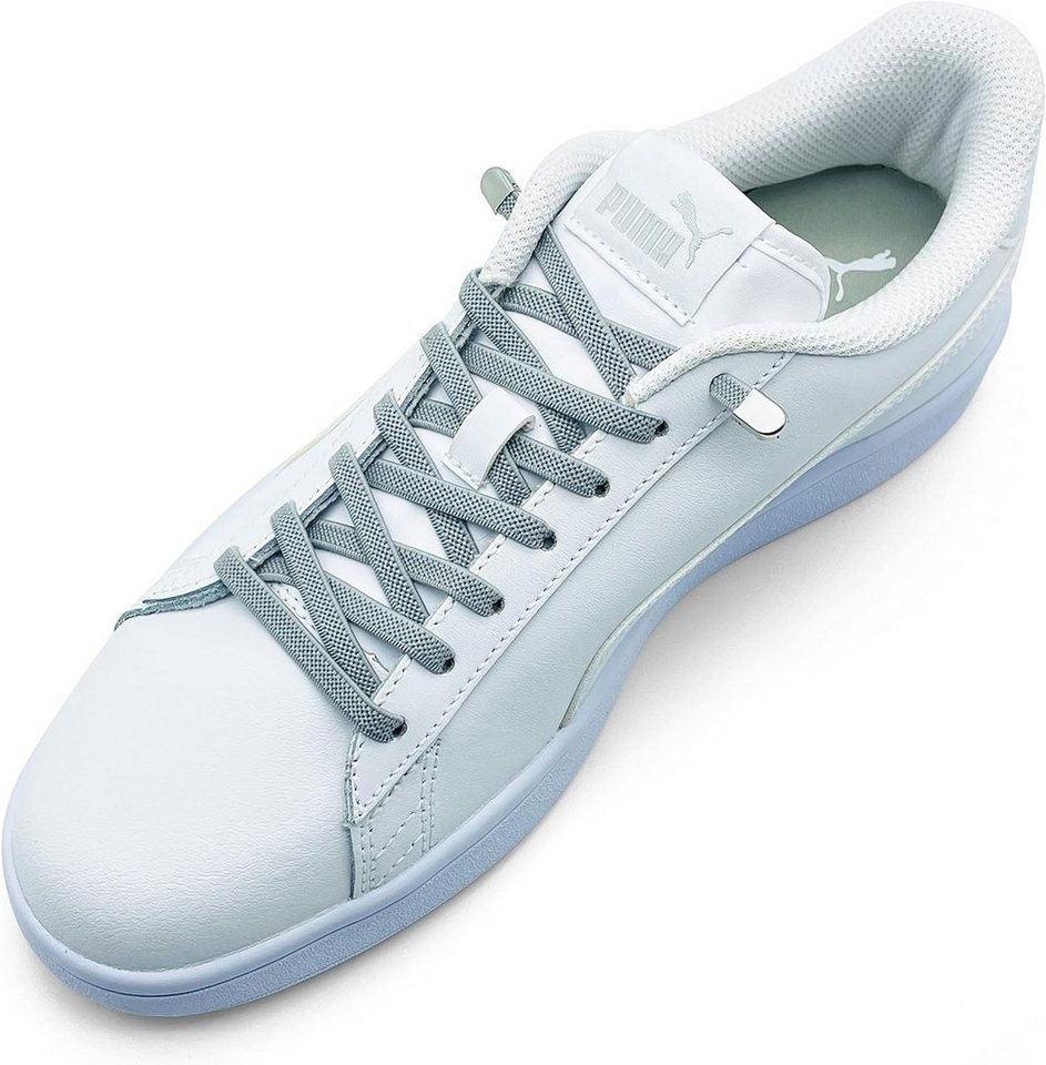 ELANOX Schnürsenkel 4 Stück für 2 Paar Schuhe elastische Schnürsenkel mit Clips, inkl. Enden (Clips) - 8 St. in silber von ELANOX