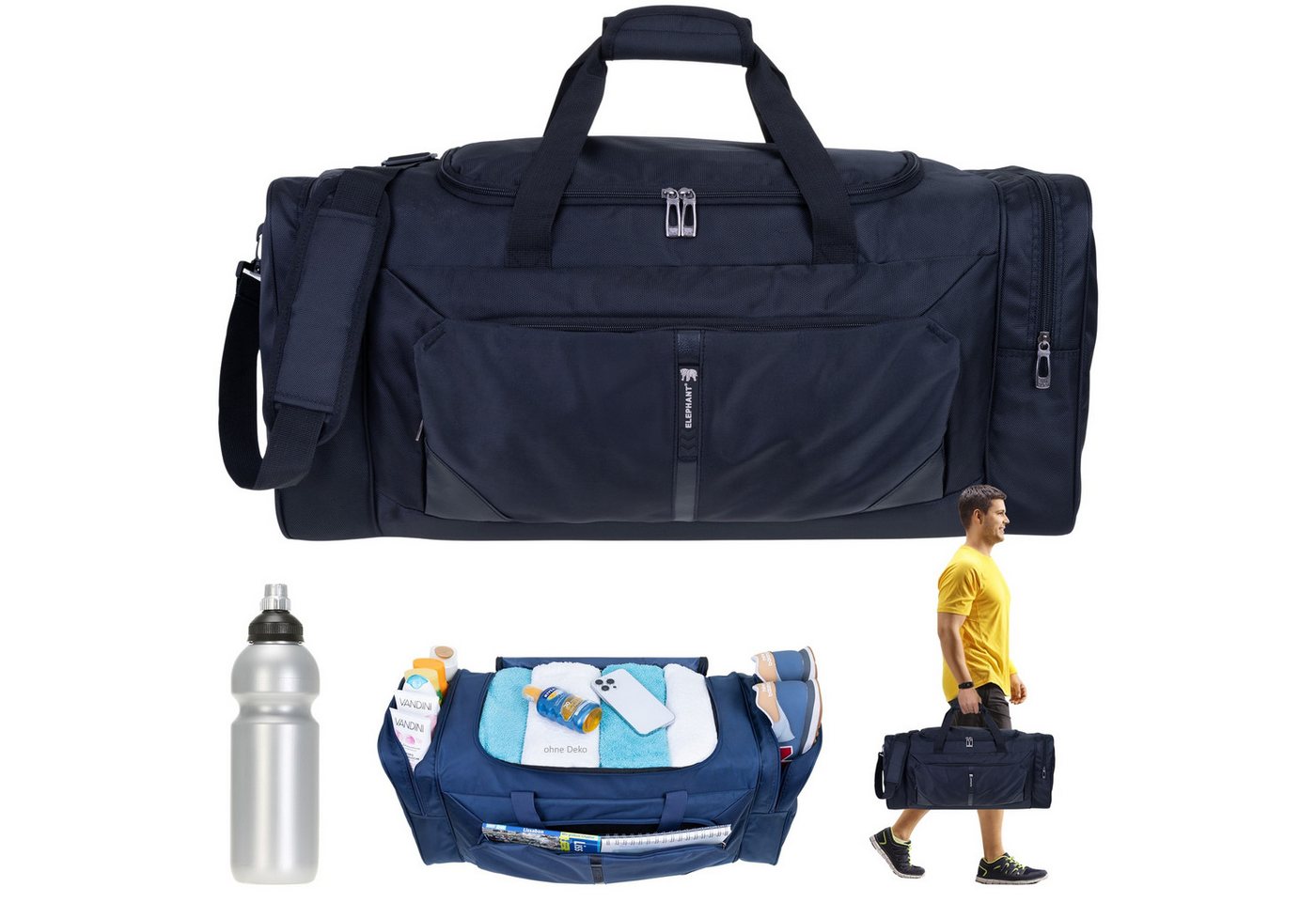 ELEPHANT Reisetasche groß Sporttasche Herren Damen Tasche Saunatasche Force 70 cm XXL, Sport Reise Sauna Gym Fitness stabiles Material + Flasche ELEPHANT Reisetasche groß Sporttasche Herren Damen Tasche Saunatasche Force 70 cm XXL, Sport Reise Sauna Gym Fitness stabiles Material + Flasche von ELEPHANT