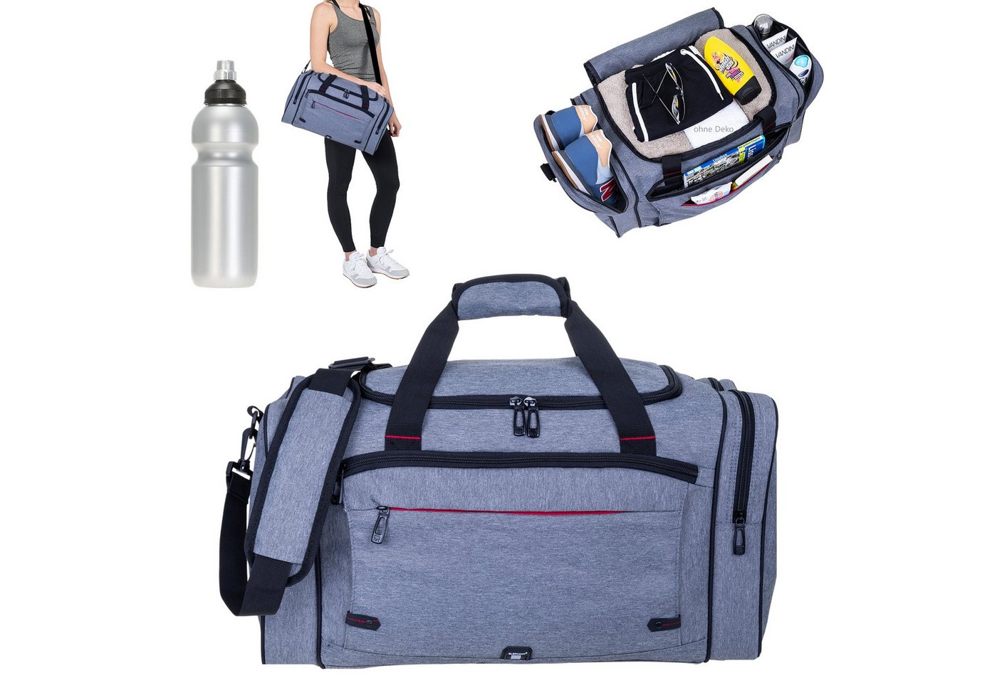 ELEPHANT Sporttasche Reisetasche Sauna Fitness Sport Tasche Accent L 53 cm, 40 Liter Damen Herren Saunatasche Fußball + Trinkflasche ELEPHANT Sporttasche Reisetasche Sauna Fitness Sport Tasche Accent L 53 cm, 40 Liter Damen Herren Saunatasche Fußball + Trinkflasche von ELEPHANT