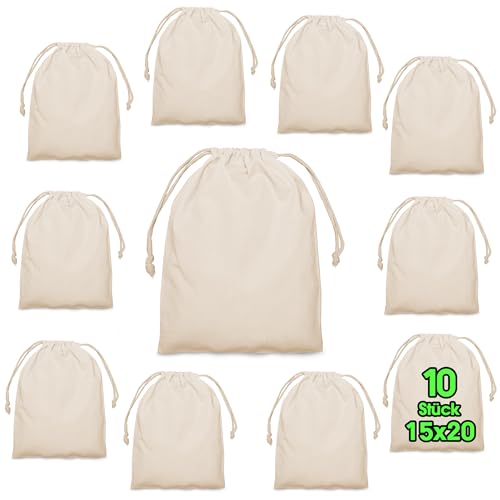 ELES VIDA 15x20cm Baumwoll Säckchen 10 Stück mit Kordelzug, Aufbewahrung Kleine Stoffbeutel für Kindergeburtstage – Hochzeiten und Party - Nachhaltig DIY Tasche Mitbringsel zum bemalen in Natur ELES VIDA 15x20cm Baumwoll Säckchen 10 Stück mit Kordelzug, Aufbewahrung Kleine Stoffbeutel für Kindergeburtstage – Hochzeiten und Party - Nachhaltig DIY Tasche Mitbringsel zum bemalen in Natur von ELES VIDA