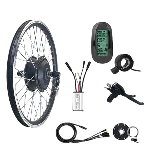 ELIKBH 48V 250W Fahrrad-Vorderrad-Umrüstsatz Fahrrad-Umrüstsatz Bürstenloser Getriebemotor KT-Controller 130X Gashebel KT-BZ-4(8) Assist PAS Fahrrad-Kit for Rennrad(LCD6 Meter,26inch) von ELIKBH