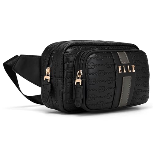 ELLE Eleganza 1,6 l Veganes Leder Monogramm Crossbody/Gürteltasche, Schwarz, Einheitsgröße, Elle Eleganza 1,6 l Veganes Leder Monogramm Crossbody Gürteltasche von ELLE