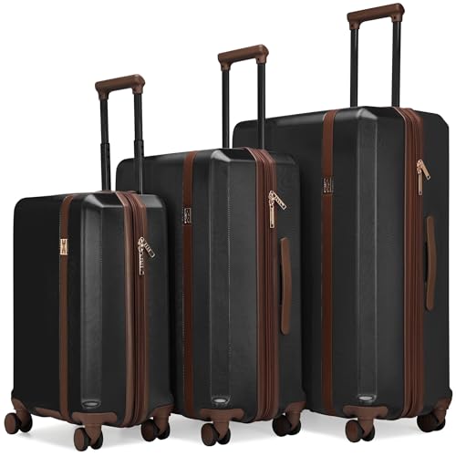 Elle Luxe Journey 3-teiliges erweiterbares Retro-Spinner-Gepäck-Set, Schwarz, 3-Piece Set, Elle Luxe Journey 3-teiliges erweiterbares Retro-Spinner-Gepäck-Set von ELLE