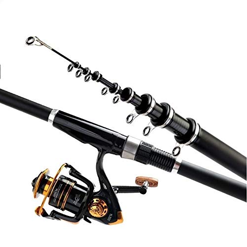 ELTOX Angelrute,Teleskopruten Spinnrute Carbon Fiber tragbar Rock-2.4m 3.6m 4.5m 5.4m 6.3m 7.2m Carp Rod Teleskop Sea Angel Ultrahart (Size : 7.2 m) von ELTOX