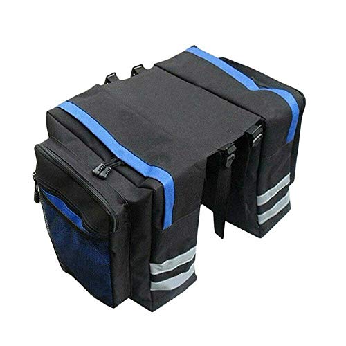 ELTOX Fahrradtasche,Gepäckträgertasche Fahrrad doppelseitig hinterer Schwanzsitz Lagerung Praktisches Mountainbike Gepäckträger Schwanz Sitz Pan Bag mit reflektierendem Streifengepäck(Blue) von ELTOX