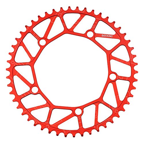 ELTOX Kettenblatt,Fahrrad Kettenblatt 130BCD-Faltradkettenkettenring schmales breites Kettenrad für 9 10 11 Geschwindigkeit 46T 48T 52T 54T 56T 58T Faltbares Fahrrad(Color:Red 50T) von ELTOX