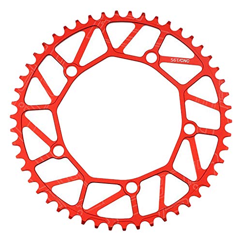 ELTOX Kettenblatt,Fahrrad Kettenblatt 130BCD-Faltradkettenkettenring schmales breites Kettenrad für 9 10 11 Geschwindigkeit 46T 48T 52T 54T 56T 58T Faltbares Fahrrad(Color:Red 56T) von ELTOX