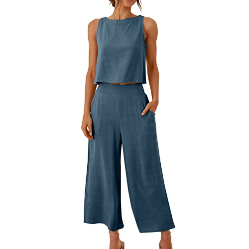 EMATOP 2 Teiler Hosenanzug Damen Elegant Zweiteiler Outfit Sommer Ärmelloses Tank Top und Hose Trainingsanzug Baumwolle Leinen Freizeitanzug mit Taschen Sportanzug Leicht Einfarbig Loungewear EMATOP 2 Teiler Hosenanzug Damen Elegant Zweiteiler Outfit Sommer Ärmelloses Tank Top und Hose Trainingsanzug Baumwolle Leinen Freizeitanzug mit Taschen Sportanzug Leicht Einfarbig Loungewear von EMATOP