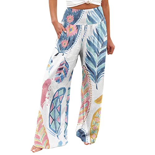 EMATOP Caprihose Damen Sommer Elegant Stoffhose Baumwolle Leinen Boho Strandkleid Leicht Weite Beine Hose Casual Lose Sporthose mit Taschen Leinenhose Bunte Blumen Druck Freizeithose für Frauen EMATOP Caprihose Damen Sommer Elegant Stoffhose Baumwolle Leinen Boho Strandkleid Leicht Weite Beine Hose Casual Lose Sporthose mit Taschen Leinenhose Bunte Blumen Druck Freizeithose für Frauen von EMATOP