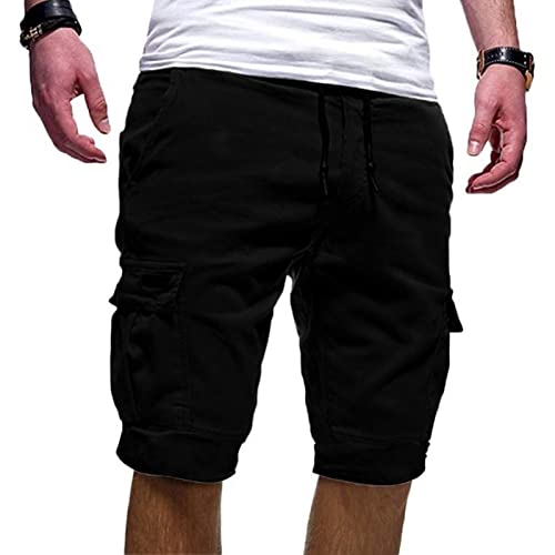 EMATOP Cargo Shorts Herren Baumwolle Kurze Hose Sommer Casual Lose Cargohose Einfarbig Bermuda Shorts mit 6 Taschen Arbeitshosen Vintage Regulär Fit Sporthose Männer Kurz Wanderhose Laufshorts von EMATOP