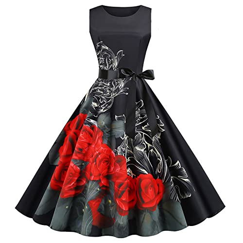 EMATOP Cocktailkleid Damen 50er Jahre Rockabilly Kleid Vintage Ärmellos Abendkleid Retro Swing A Linie Faltenrock Knielang Sommerkleid Elegant Hohe Taille Ballkleid Blumen Druck Strandkleid EMATOP Cocktailkleid Damen 50er Jahre Rockabilly Kleid Vintage Ärmellos Abendkleid Retro Swing A Linie Faltenrock Knielang Sommerkleid Elegant Hohe Taille Ballkleid Blumen Druck Strandkleid von EMATOP