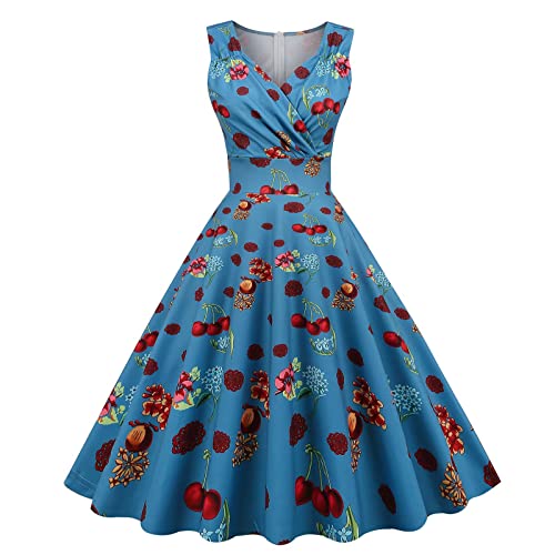 EMATOP Damen 50er Jahre Kleider Vintage Rockabilly Cocktailkleid Sexy Ärmellos Ballkleid Elegant A-Line Kleid Blumendruck Sommerkleid Knielang V-Ausschnitt Abendkleid Hohe Taille Faltenrock EMATOP Damen 50er Jahre Kleider Vintage Rockabilly Cocktailkleid Sexy Ärmellos Ballkleid Elegant A-Line Kleid Blumendruck Sommerkleid Knielang V-Ausschnitt Abendkleid Hohe Taille Faltenrock von EMATOP