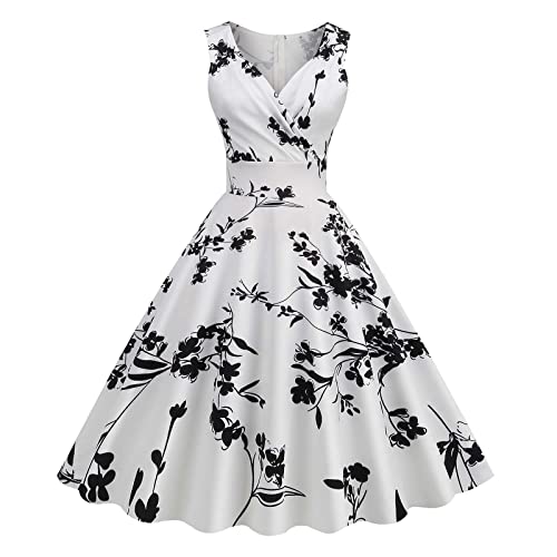 EMATOP Damen 50er Jahre Kleider Vintage Rockabilly Cocktailkleid Sexy Ärmellos Ballkleid Elegant A-Line Kleid Blumendruck Sommerkleid Knielang V-Ausschnitt Abendkleid Hohe Taille Faltenrock EMATOP Damen 50er Jahre Kleider Vintage Rockabilly Cocktailkleid Sexy Ärmellos Ballkleid Elegant A-Line Kleid Blumendruck Sommerkleid Knielang V-Ausschnitt Abendkleid Hohe Taille Faltenrock von EMATOP
