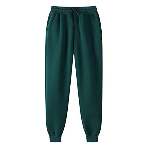 EMATOP Damen Baumwolle Sporthose High Waist Jogginghose Lang Warme Sweathose Casual Einfarbig Trainingshose Leicht Sport Freizeithose mit Taschen Kordelzug Laufhosen Weich Bequem Yogahose von EMATOP