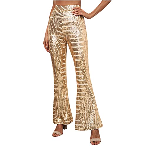 EMATOP Damen Glitzer Pailletten Hose Elegant Lang Sommerhose Boho Strandhose Hoch Taillierte Schlaghose Dehnbar Lässige Leggings Neuartiger Druck Hippie Hosen Teenager Mädchen Streetwear EMATOP Damen Glitzer Pailletten Hose Elegant Lang Sommerhose Boho Strandhose Hoch Taillierte Schlaghose Dehnbar Lässige Leggings Neuartiger Druck Hippie Hosen Teenager Mädchen Streetwear von EMATOP