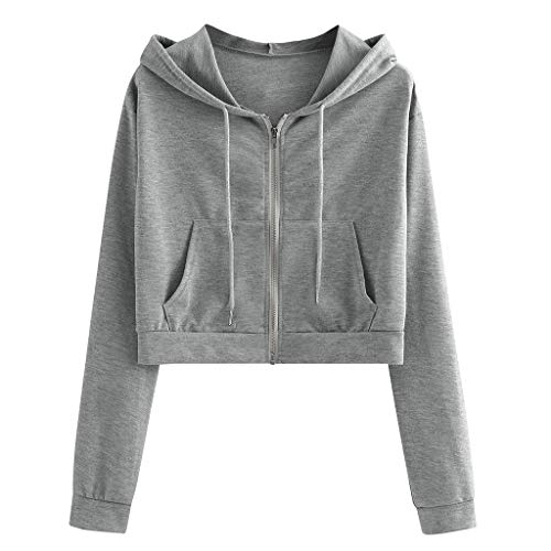 EMATOP Damen Kapuzenjacke Kurz Sport Sweatjacke Casual Baumwolle Sweatshirt mit Kapuze Jacke Langarm Cropped Hoodie Sexy Bauchfrei Kapuzenpullover Kordelzug Oberteil Pullover Teenager Mädchen EMATOP Damen Kapuzenjacke Kurz Sport Sweatjacke Casual Baumwolle Sweatshirt mit Kapuze Jacke Langarm Cropped Hoodie Sexy Bauchfrei Kapuzenpullover Kordelzug Oberteil Pullover Teenager Mädchen von EMATOP