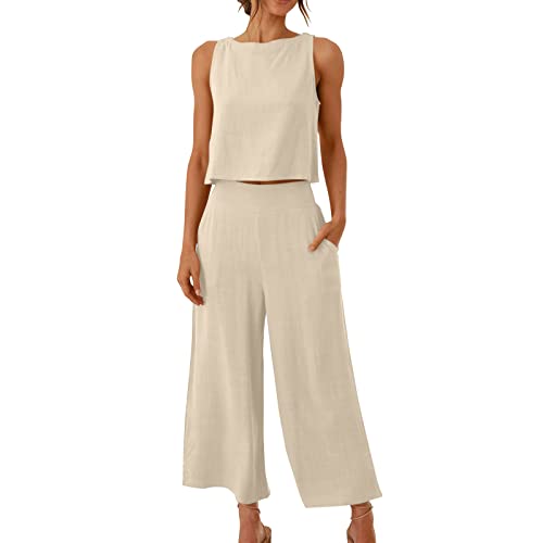EMATOP Damen Sommer Freizeitanzug Casual Zweiteiler Yoga Outfit Baumwolle Leinen Jogginganzug Locker Elegant Hosenanzug mit Taschen Fitnessanzug Lässig Einfarbig Tank Top und Hose Activewear EMATOP Damen Sommer Freizeitanzug Casual Zweiteiler Yoga Outfit Baumwolle Leinen Jogginganzug Locker Elegant Hosenanzug mit Taschen Fitnessanzug Lässig Einfarbig Tank Top und Hose Activewear von EMATOP