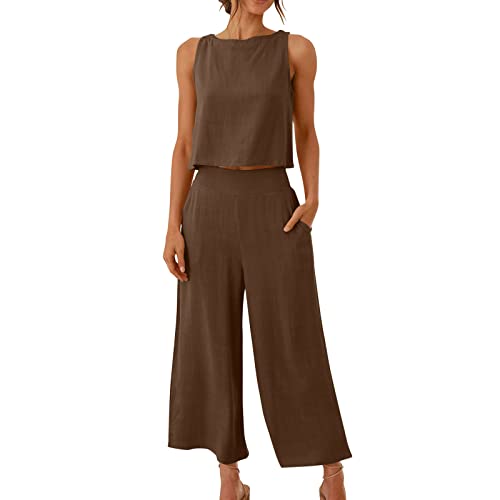 EMATOP Damen Sommer Freizeitanzug Casual Zweiteiler Yoga Outfit Baumwolle Leinen Jogginganzug Locker Elegant Hosenanzug mit Taschen Fitnessanzug Lässig Einfarbig Tank Top und Hose Activewear EMATOP Damen Sommer Freizeitanzug Casual Zweiteiler Yoga Outfit Baumwolle Leinen Jogginganzug Locker Elegant Hosenanzug mit Taschen Fitnessanzug Lässig Einfarbig Tank Top und Hose Activewear von EMATOP